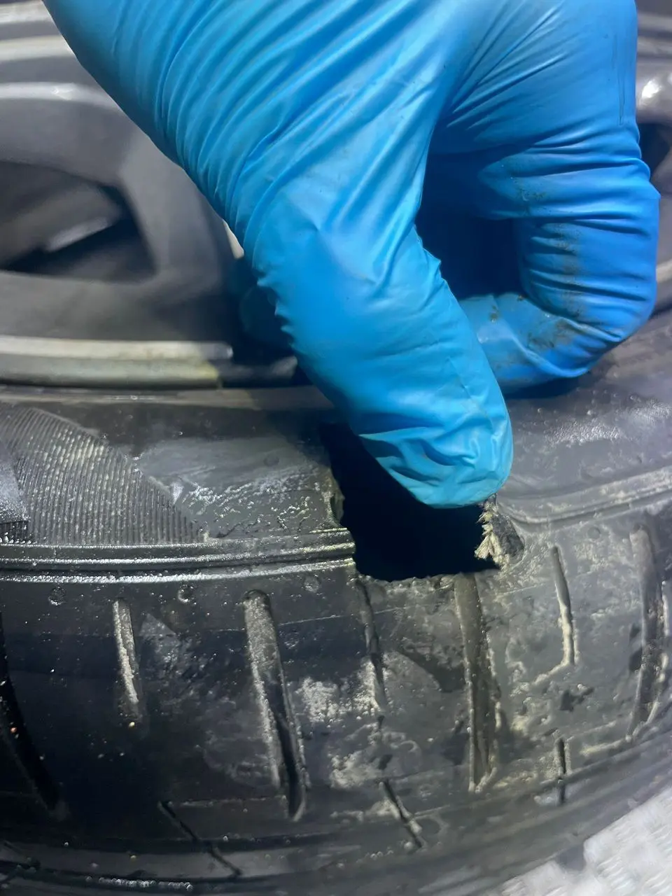 Severe tyre damage requiring immediate mobile tyre replacement in Coventry